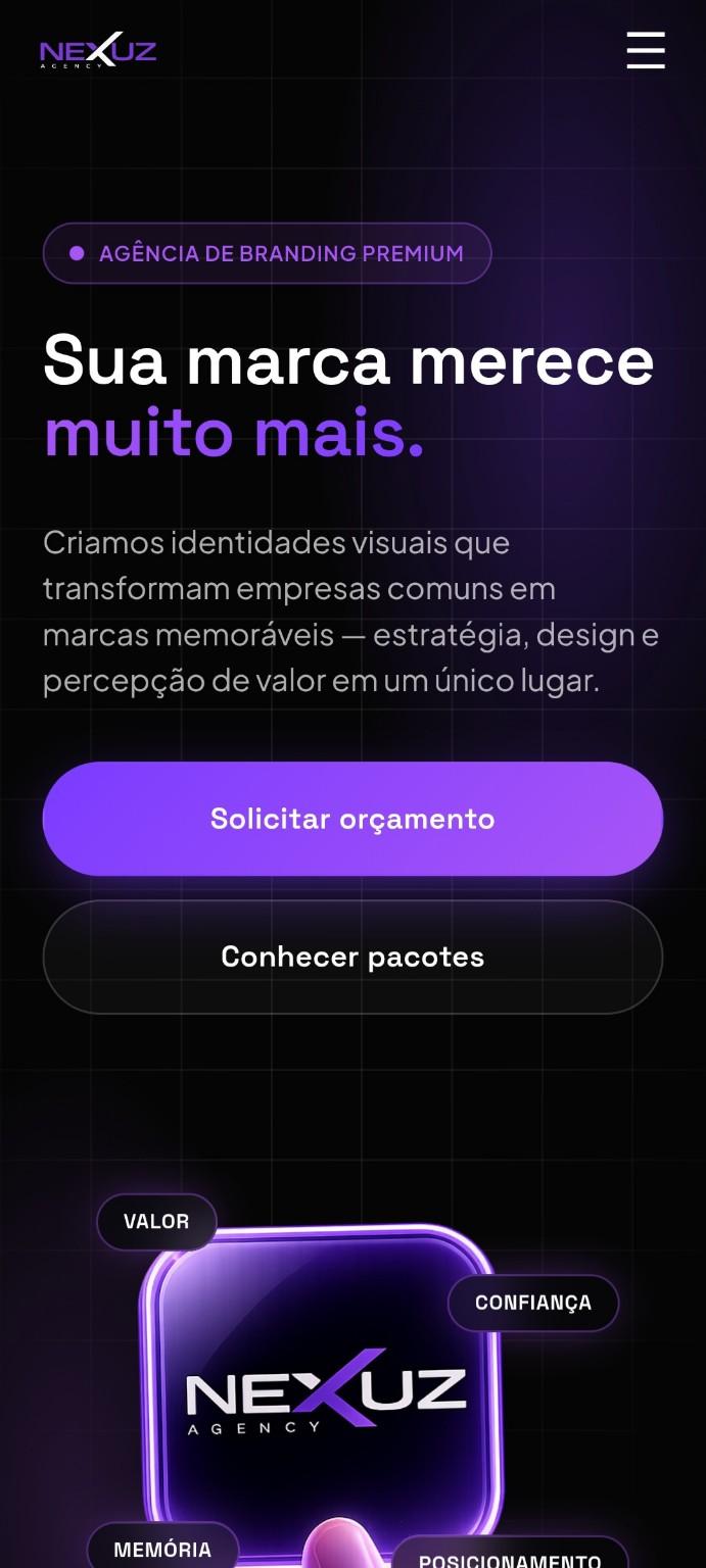 Versão para celular do site Nexuz Agency