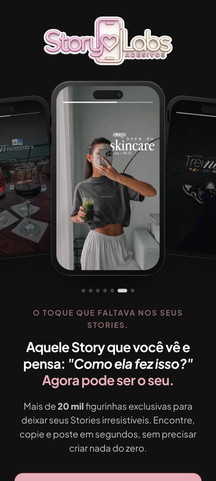 Versão para celular do site Story Labs